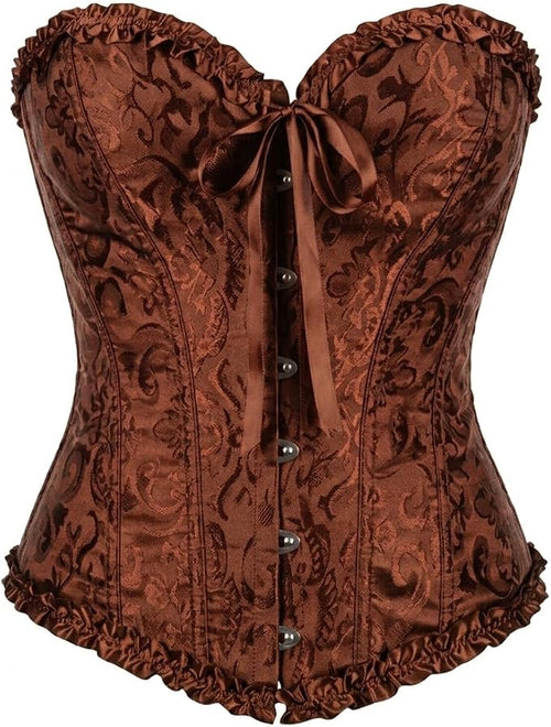 Lace Brocade Corset Top Brown