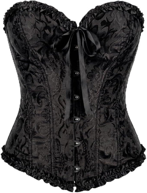 Lace Brocade Corset Top Black