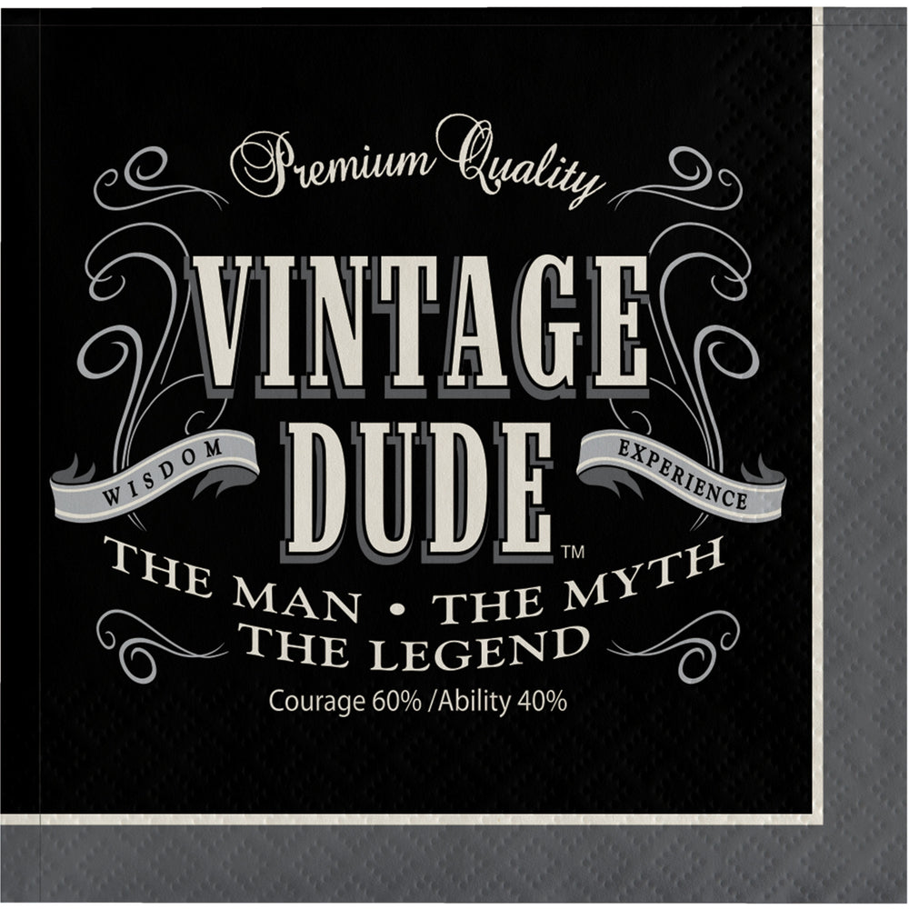 Vintage Dude Beverage Napkins 16ct | Milestone Birthday