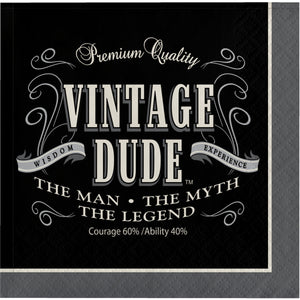 Vintage Dude Beverage Napkins 16ct | Milestone Birthday