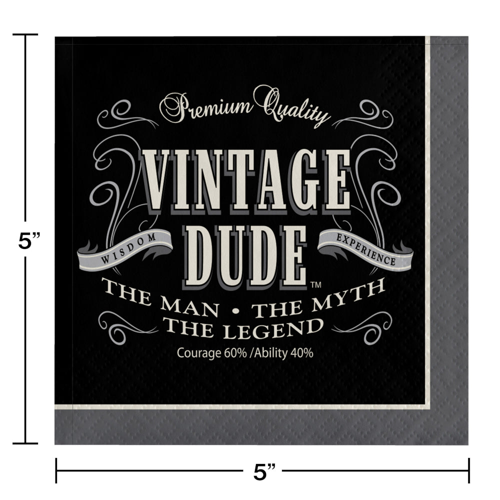 Vintage Dude Beverage Napkins 16ct | Milestone Birthday