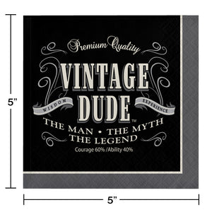Vintage Dude Beverage Napkins 16ct | Milestone Birthday