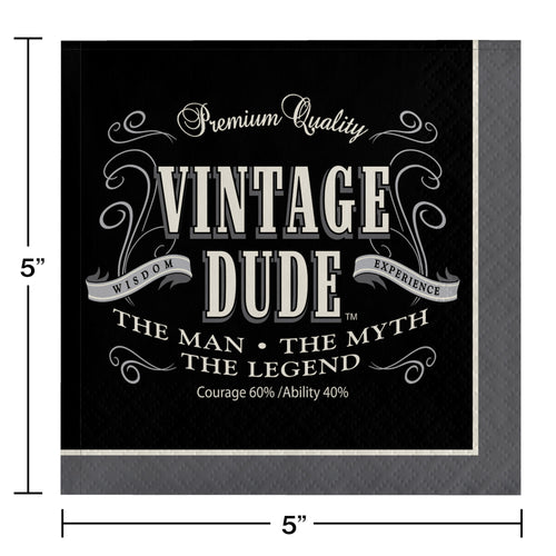 Vintage Dude Beverage Napkins 16ct | Milestone Birthday