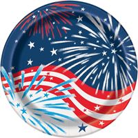 Fireworks 4th of July Round 9" Dinner Plates  8ct