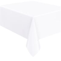 Bright White Solid Rectangular Plastic Table Cover  54" x 108" - Short Fold