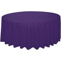 Deep Purple Solid Round Plastic Table Cover  84