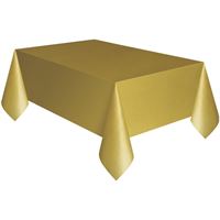 Gold Solid Rectangular Plastic Table Cover  54" x 108" - Short Fold