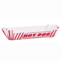 Red & White Striped Paper Hot Dog Tray  8ct