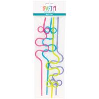 Plastic Squiggle Straws 12"  4ct