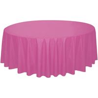 Hot Pink Solid Round Plastic Table Cover  84"
