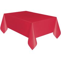 Red Solid Rectangular Plastic Table Cover  54" x 108" - Short Fold