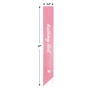 Happy Birthday Glittered Sash | Pink