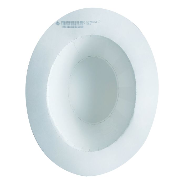 White round object with a central indentation on a white background