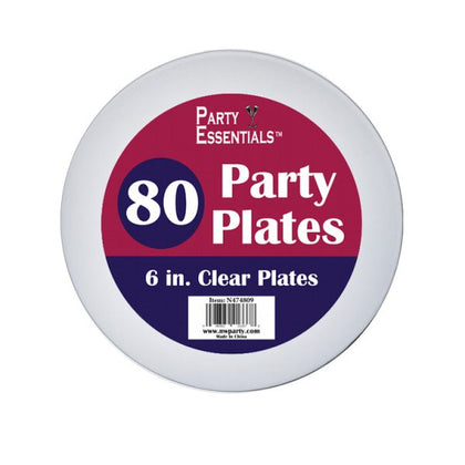 6in Party Plates Clear 80 Ct.