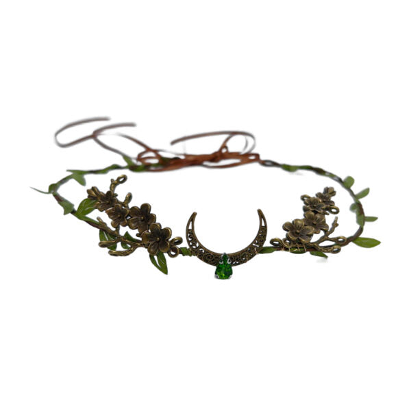 Moon shape Head Crown with Emerald Stone
