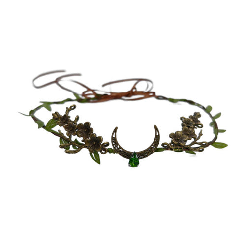 Moon shape Head Crown with Emerald Stone