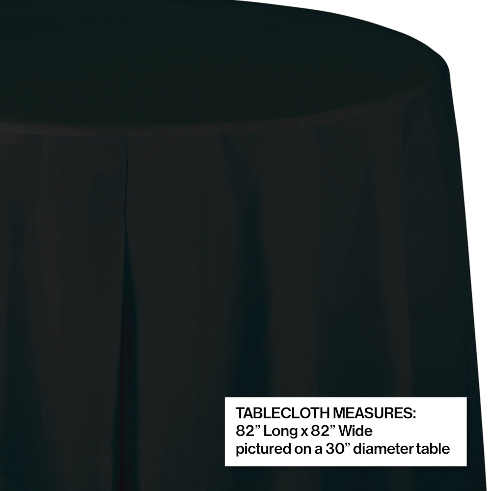 Black Velvet Round Plastic Table Cover | Solids