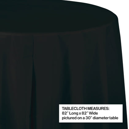 Black Velvet Round Plastic Table Cover | Solids