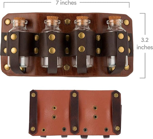 Four Bottle Holster with Glass Bottles
