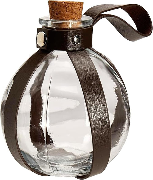 Glass Potion Bottle with Faux Leather Straps