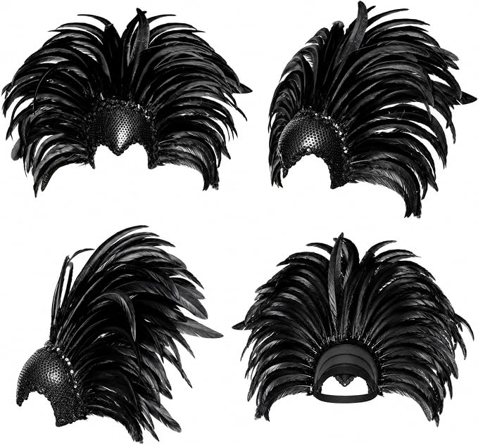 Deluxe Showgirl Headband with Black Coque Feathers