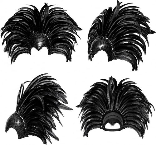 Deluxe Showgirl Headband with Black Coque Feathers