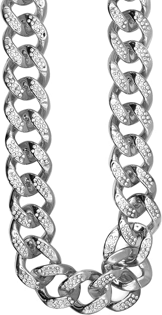 Plastic Silver Chain with Rhinestone