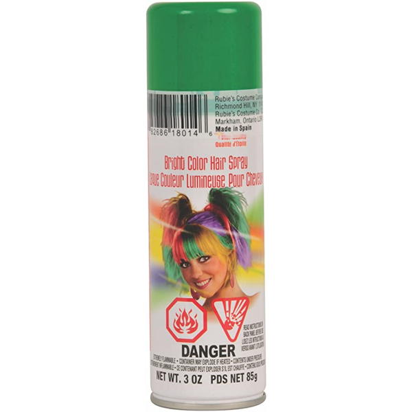 green temporary colored hairspray