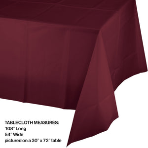 Burgundy Plastic Rectangle Table Cover | Solids