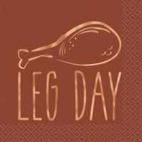 Elegant Thanksgiving "Leg Day" Beverage Napkins  16ct - Foil Stamping
