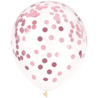 Light Pink Foil Confetti Filled 12" Clear Latex Balloons  6ct