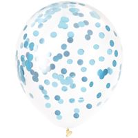 Light Blue Foil Confetti Filled 12" Clear Latex Balloons  6ct