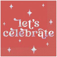 Summer Disco "Let's Celebrate" Luncheon Napkins  16ct - Iridescent Foil Stamping