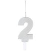 Silver Number Sparkler-Topped Birthday Candle