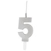 Silver Number Sparkler-Topped Birthday Candle