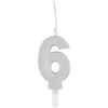 Silver Number Sparkler-Topped Birthday Candle