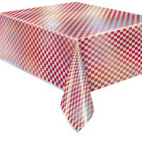 Retro Love Iridescent Rectangular Foil Table Cover  54" x 84" - Short Fold