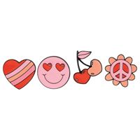 Retro Love Enameled Metal Pins  4ct