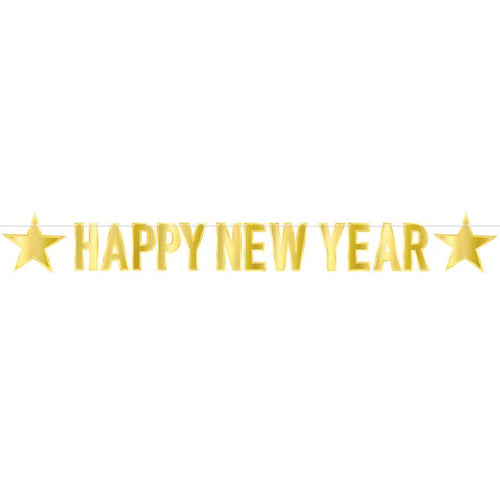 Foil Happy New Year Streamer Gold