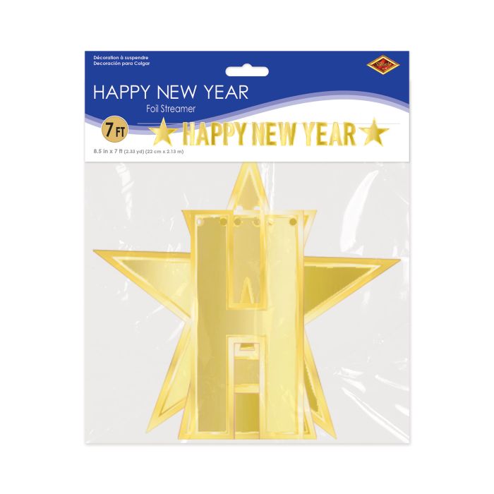 Foil Happy New Year Streamer Gold