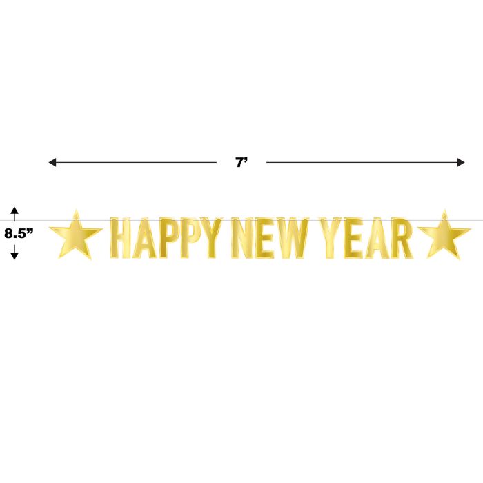 Foil Happy New Year Streamer Gold