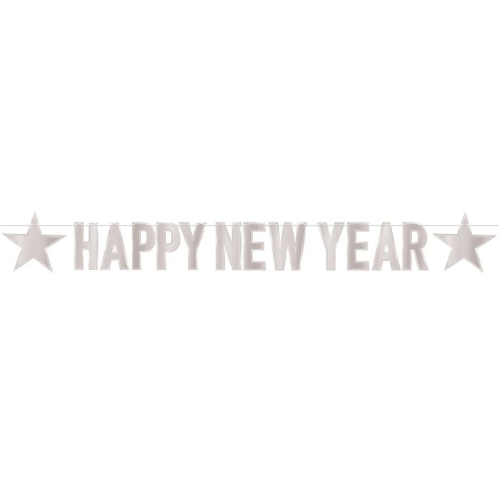 Foil Happy New Year Streamer Silver