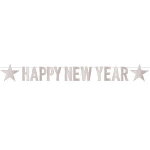 Foil Happy New Year Streamer Silver