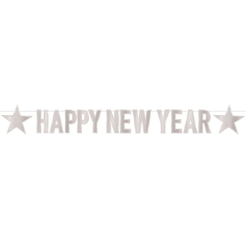Foil Happy New Year Streamer Silver