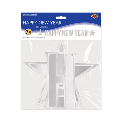 Foil Happy New Year Streamer Silver