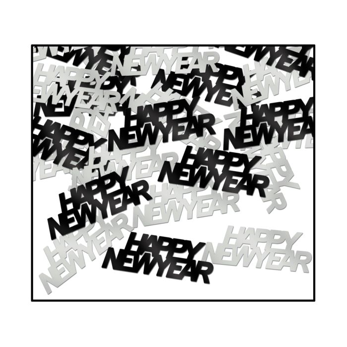 Happy New Year Fanci-Fetti Black & Silver
