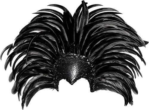 Deluxe Showgirl Headband with Black Coque Feathers
