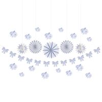 Dainty Bows Decoration Kit with Paper Fans  Tissue Flowers  and Garland  9pc