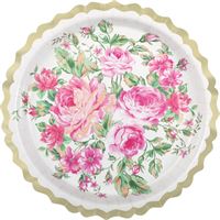Golden Garden Party Ornate Scalloped Edge Round 9" Dinner Plate  8ct - Foil Board