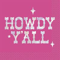 Disco Country "Howdy Y'all" Beverage Napkins  16ct - Iridescent Foil Stamping